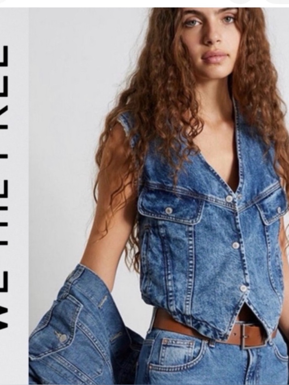 ⭐️NWT Free People Florence Ranch Denim Sherpa Lined Vest⭐️